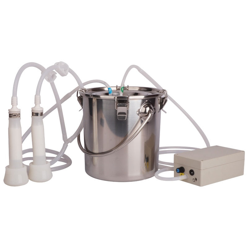 5L Milking Machine Milker Automatic Electric & Pulsating for Farm Cows Goats Sheep Vacuum Pump Bucket Farm Breeding Equipments - myfunfarm