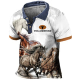 Men's Vintage Polo Shirts Summer Cowboy print 3d Horses