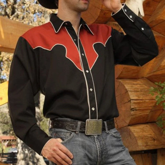 Men's Long Sleeve Western Denim Shirt, Outdoor Casual Party, Soft and Comfortable - myfunfarm