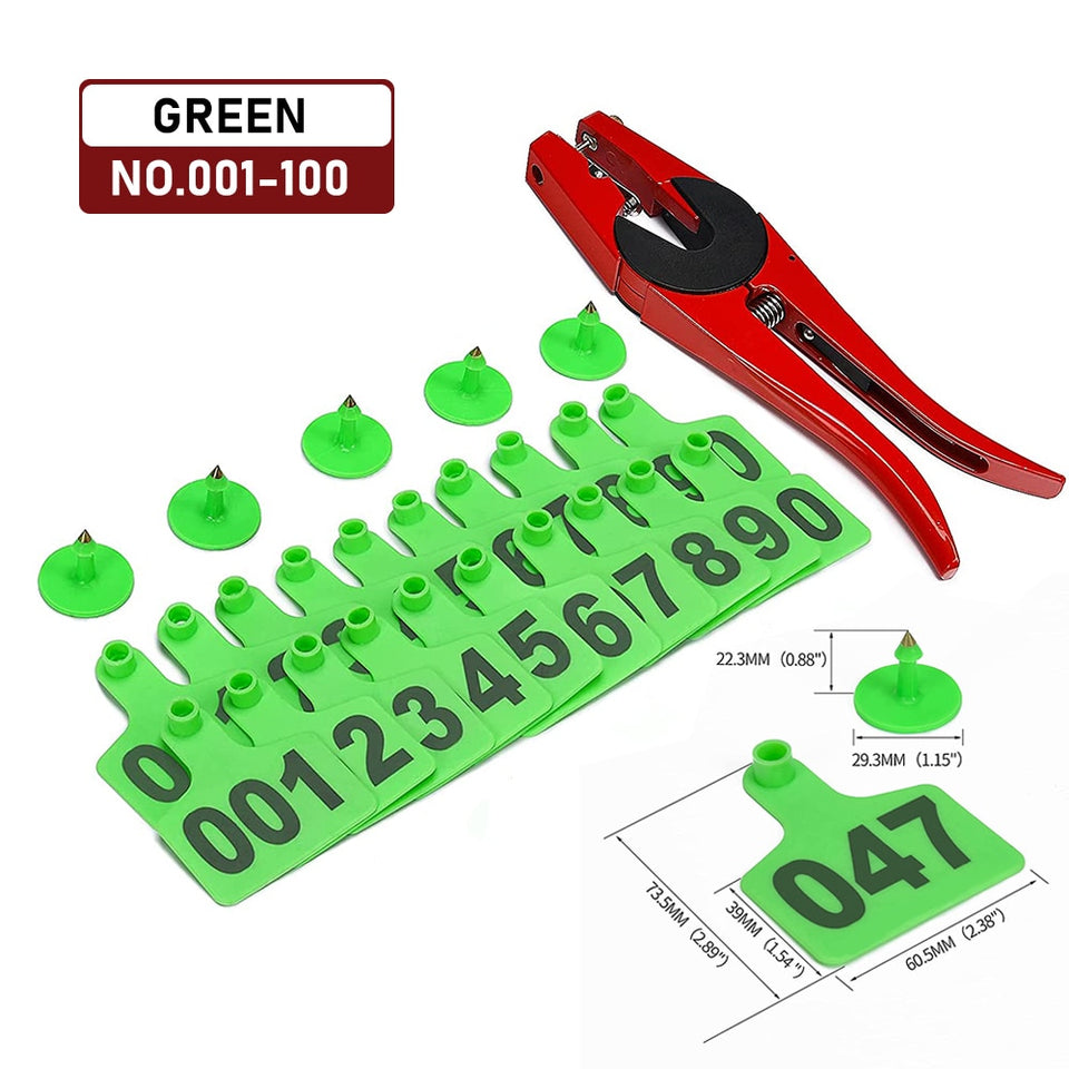 1-100 Cattle Ear Tags Livestock Cattle Marker Applicator Animal Identification Ear Tags for Sheep Calf Cows Ear Tag Pliers