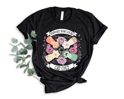 Support Your Local Cat Cult  Funny Tees for Cat Lovers - myfunfarm