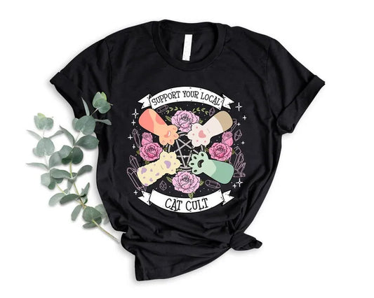 Support Your Local Cat Cult  Funny Tees for Cat Lovers - myfunfarm