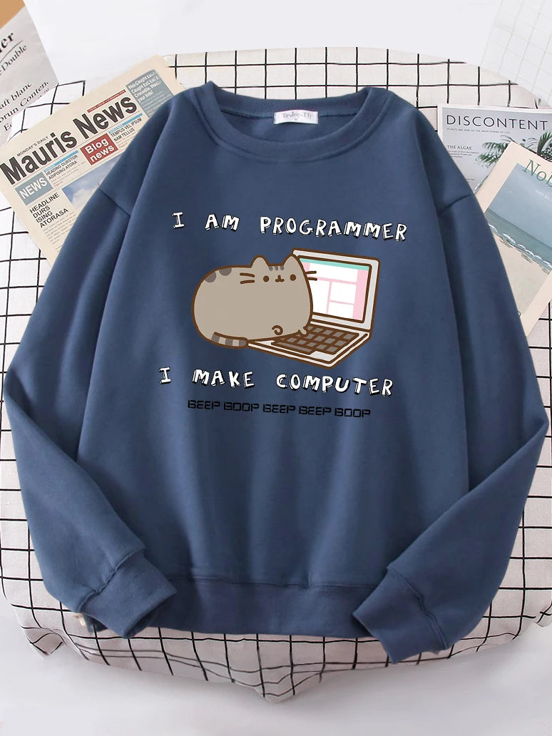I Am Programmer I Make Computer Funny Sweatshirt for Cat Lovers - myfunfarm