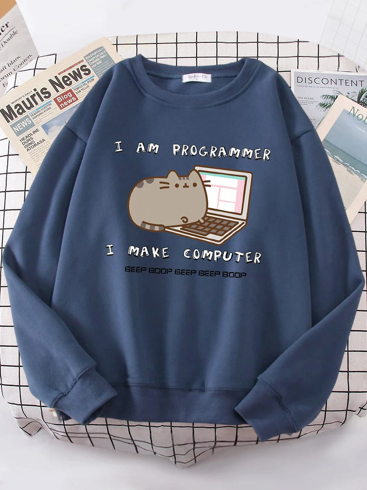 I Am Programmer I Make Computer Funny Sweatshirt for Cat Lovers