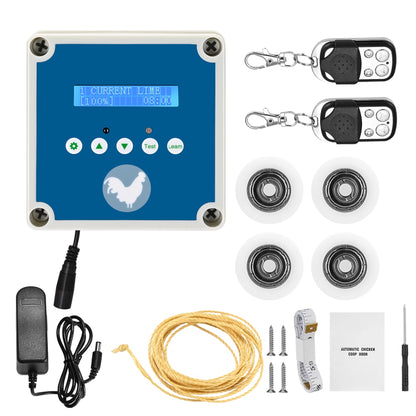 Automatic Chicken Coop Door Openers Controller LCD Timer Light Sensor Solar Battery Electric Power Poultry House Flap 0.8kg
