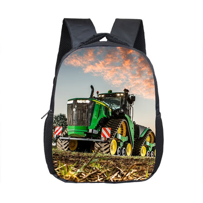 Farm Tractor Print Backpack Children School Bags