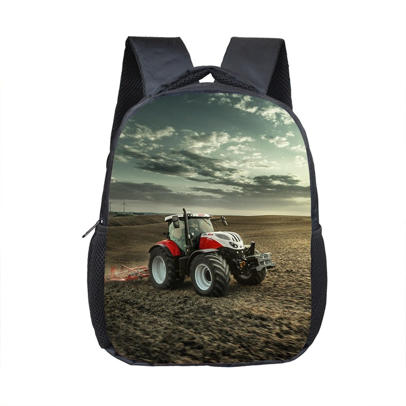 Farm Tractor Print Backpack Children School Bags