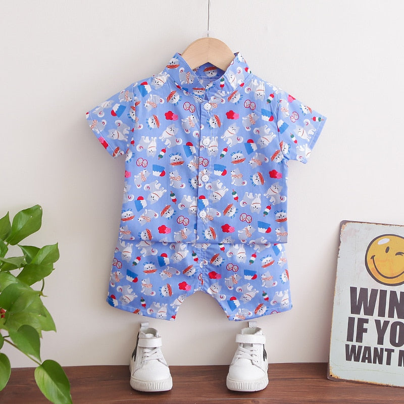 1-6 Year Children Set Hawaiian shirt and Shorts Floral Printed - myfunfarm