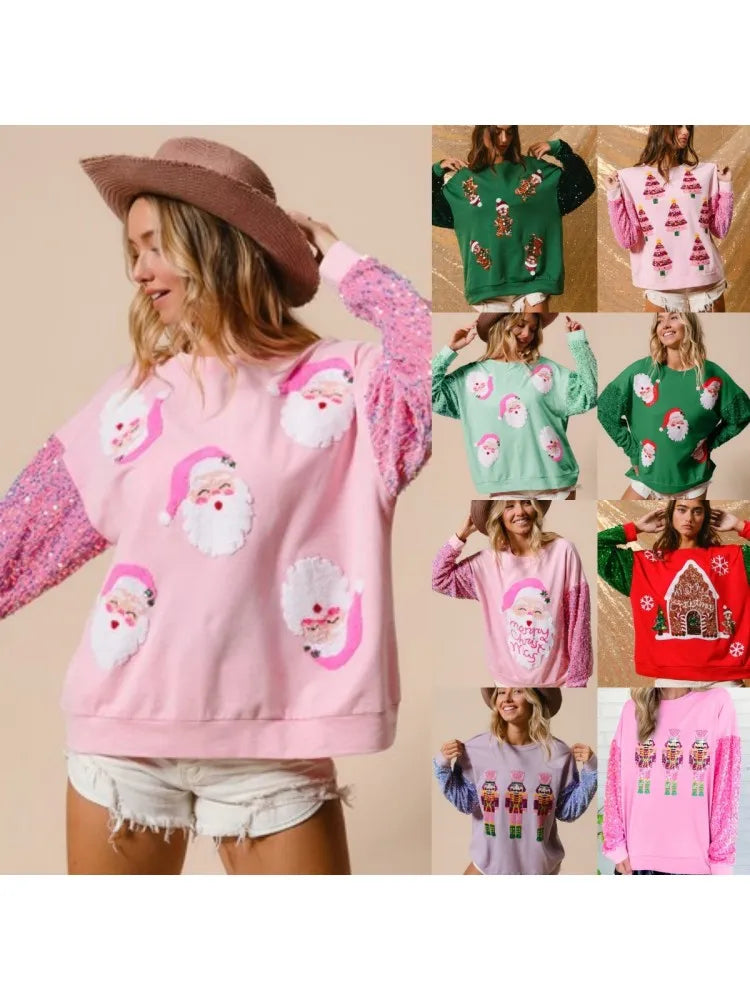 Glitter Women sweatshirt Merry Christmas - myfunfarm
