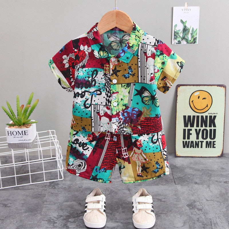 1-6 Year Children Set Hawaiian shirt and Shorts Floral Printed - myfunfarm