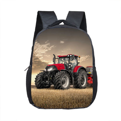 Farm Tractor Print Backpack Children School Bags