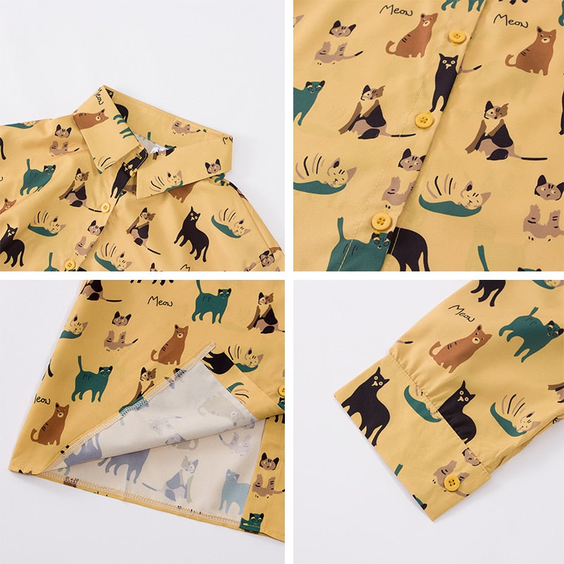 Cute cat Long Sleeve Tops  Blouses for Women - myfunfarm