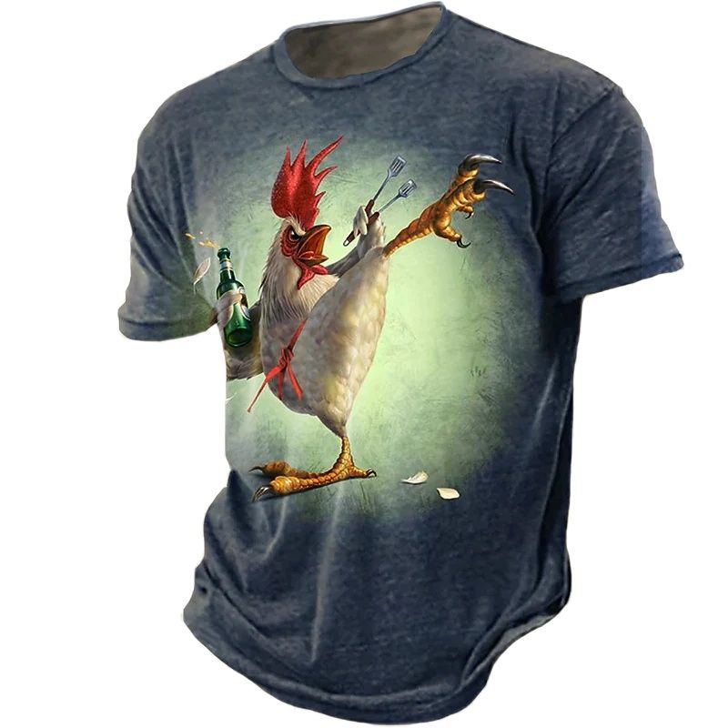 Rooster 3d Print Funny Unisex T-shirt - myfunfarm