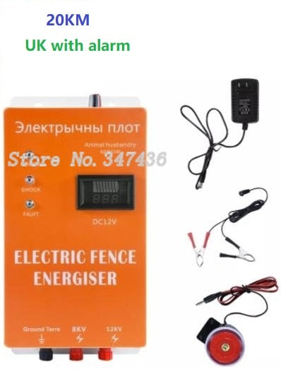 5KM/10/20KM Electric Fence Solar pulse Charger Controller Animal Horse Cattle Poultry Farm Shepherd Alert Livestock Tool