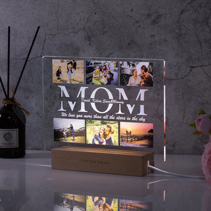Personalized Custom Photo and Names, 3D Acrylic Lamp Customized Bedroom NightLight for MOM DAD LOVE Family Day Christmas Birthday Gift - myfunfarm