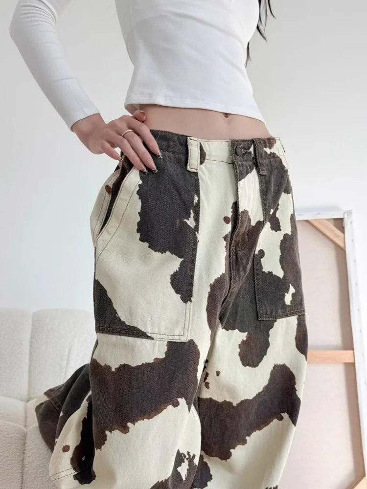 Cow Pattern Jeans Pants For Women