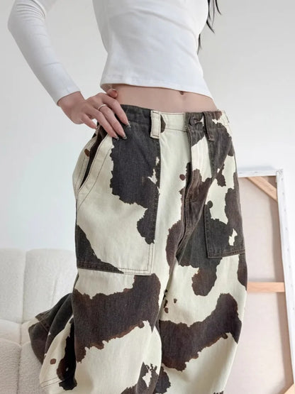 Cow Pattern Jeans Pants For Women
