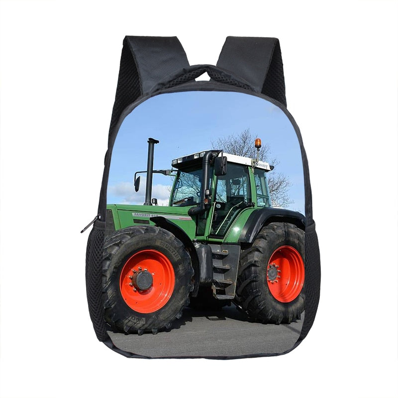 Farm Tractor Print Backpack Children School Bags