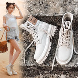 Retro Ankle Boots for Women's Lace Up Thick Sole Shoes Western Denim