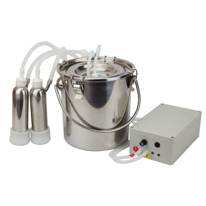 5L Milking Machine Milker Automatic Electric & Pulsating for Farm Cows Goats Sheep Vacuum Pump Bucket Farm Breeding Equipments - myfunfarm
