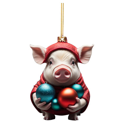 2D Funny Piggy Images Christmas Ornaments Decoration Home New Year