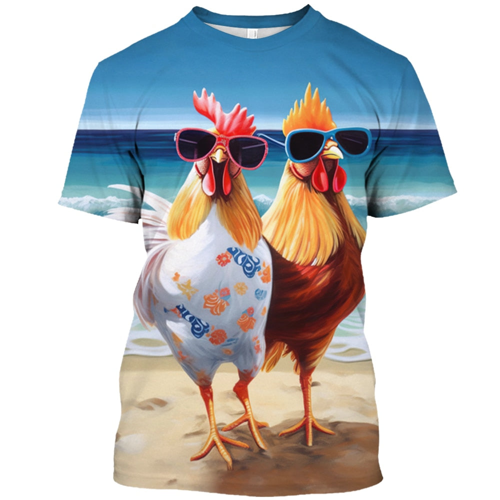 Rooster 3d Print Funny Unisex T-shirt - myfunfarm