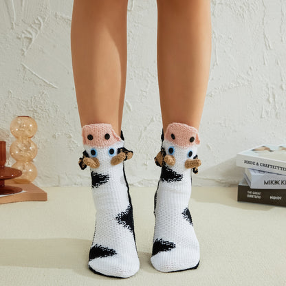 Winter Knitting Hand Crochet Women's Socks 3D Animals - myfunfarm