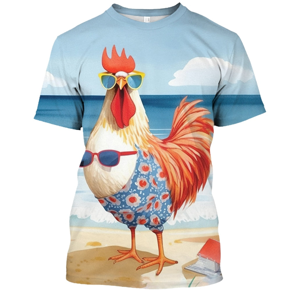 Rooster 3d Print Funny Unisex T-shirt - myfunfarm