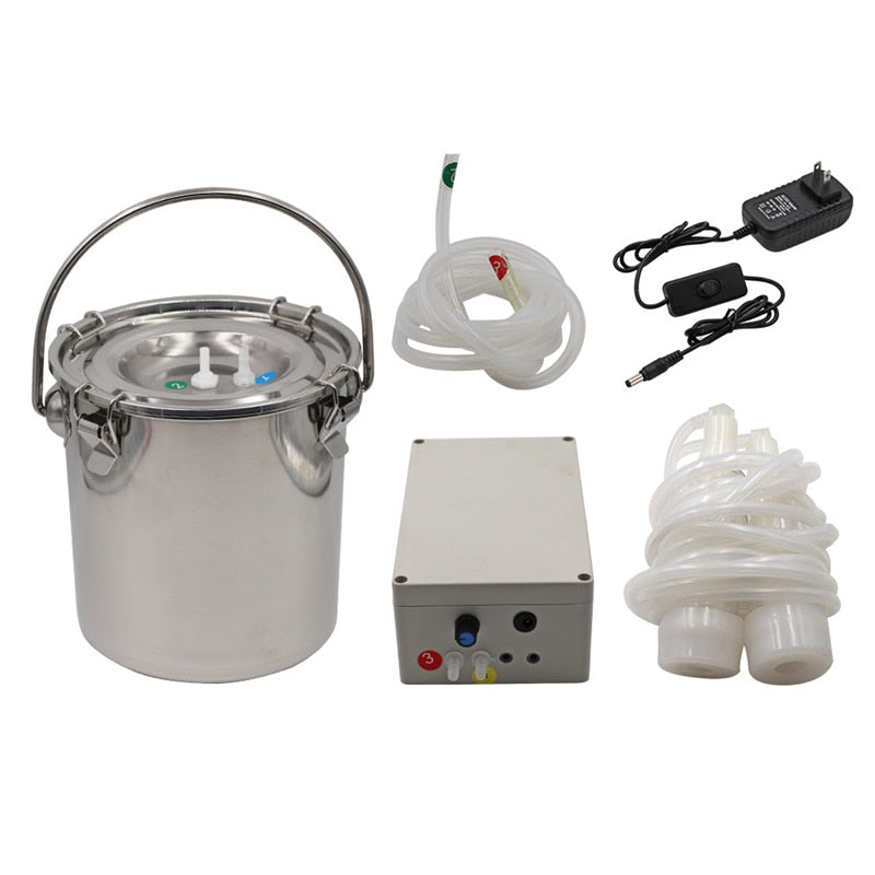 5L Milking Machine Milker Automatic Electric & Pulsating for Farm Cows Goats Sheep Vacuum Pump Bucket Farm Breeding Equipments - myfunfarm
