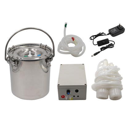 5L Milking Machine Milker Automatic Electric & Pulsating for Farm Cows Goats Sheep Vacuum Pump Bucket Farm Breeding Equipments - myfunfarm