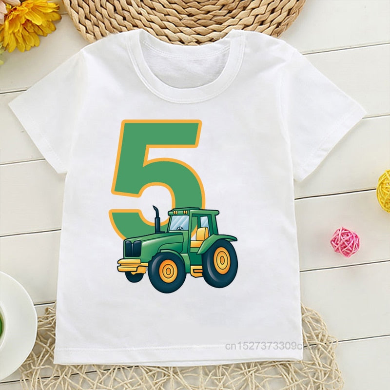 T Shirt for kid Farmer Tractor 1-9 Years Old Happy Birthday Gift
