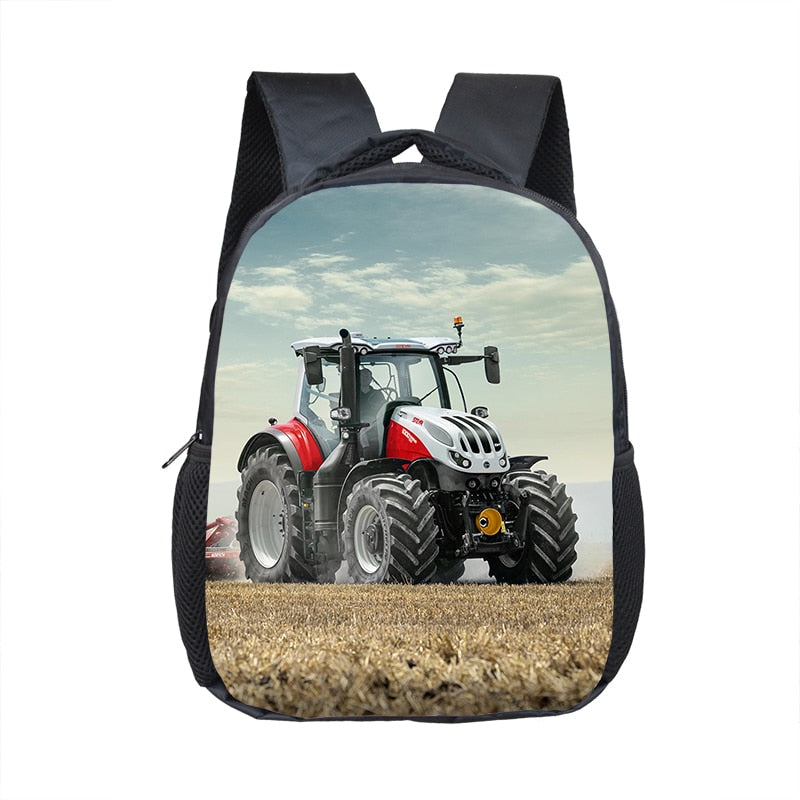 Farm Tractor Print Backpack Children School Bags