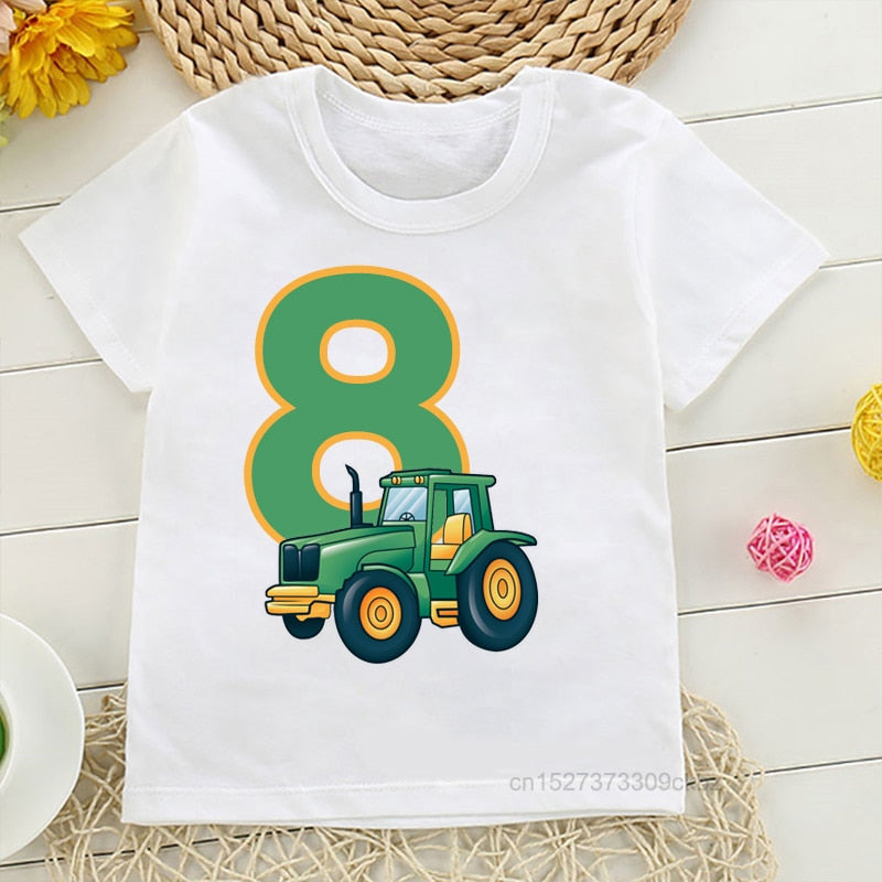 T Shirt for kid Farmer Tractor 1-9 Years Old Happy Birthday Gift