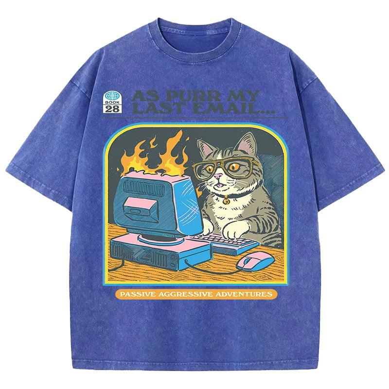 As purr my lasst email-funny Cat Unisex Washed Tees - myfunfarm