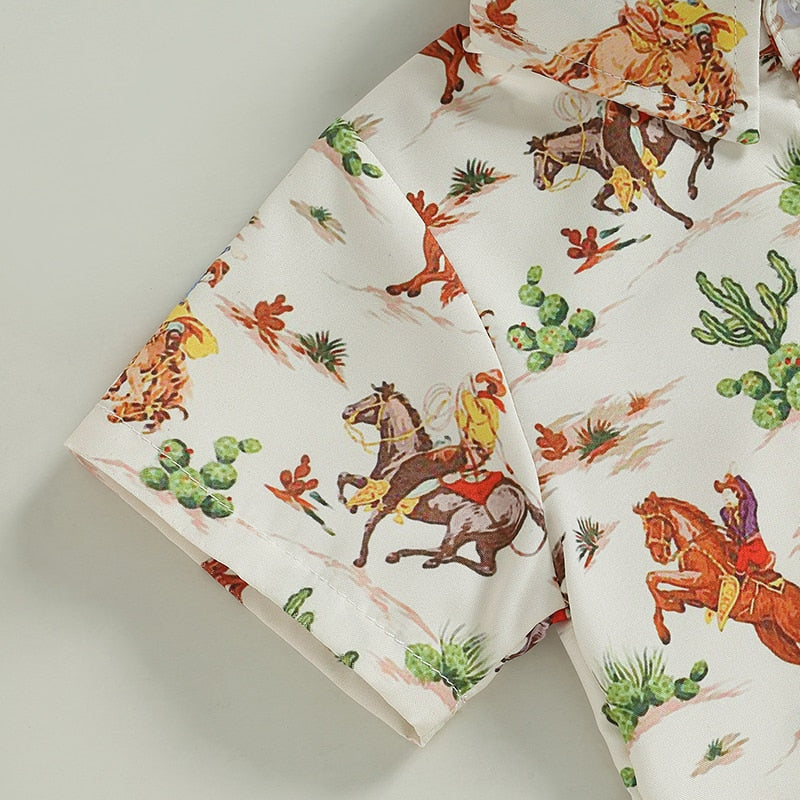 Summer Kids Boys Short Sleeve Tops Holiday Beach Blouse Shirts - myfunfarm