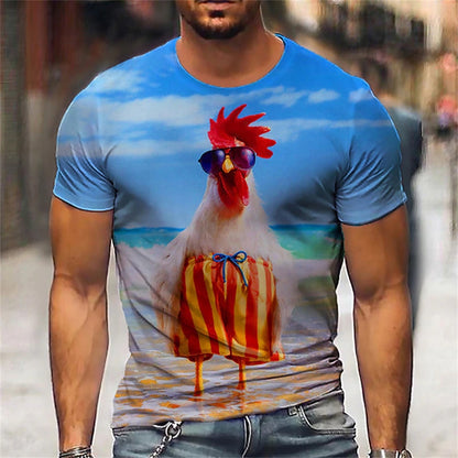 Rooster 3d Print Funny Unisex T-shirt - myfunfarm