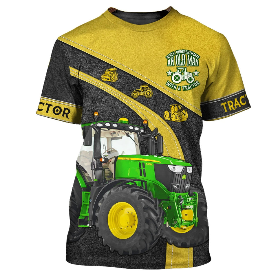 Farm Tractor Pattern 3D Print unisex T-shirt