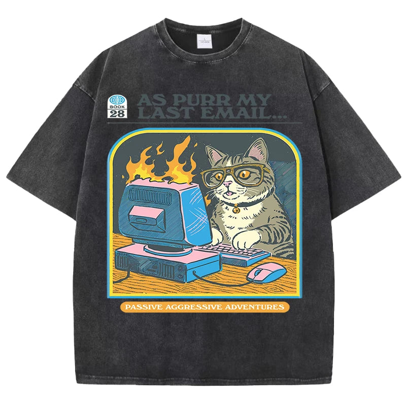 As purr my lasst email-funny Cat Unisex Washed Tees - myfunfarm