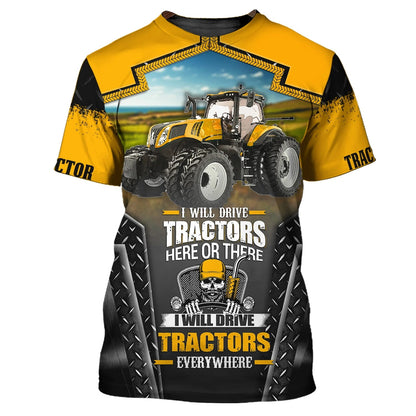 Farm Tractor Pattern 3D Print unisex T-shirt