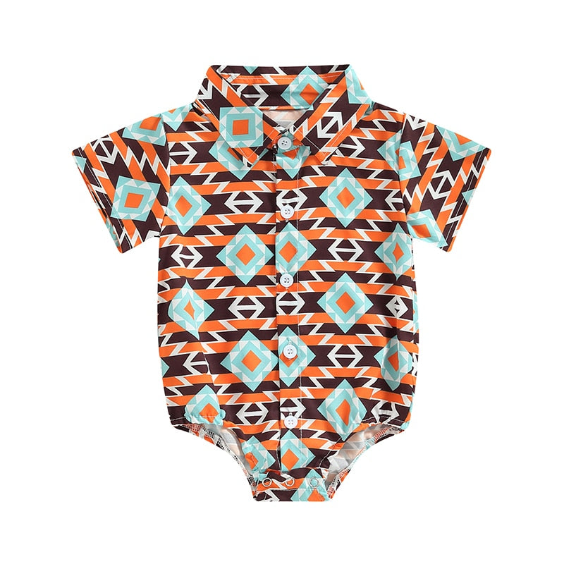 Summer Newborn Baby Boys Shirts Bodysuits 5 Colors Cattle Cactus Print - myfunfarm