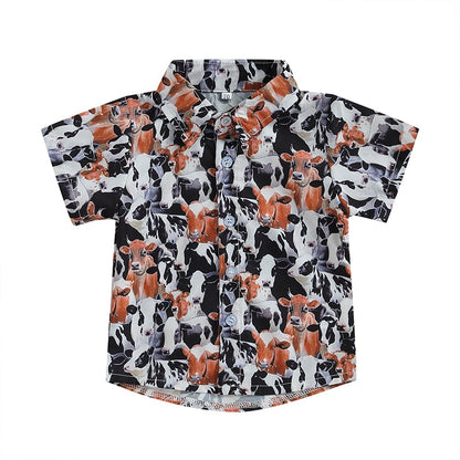 Summer Kids Boys Short Sleeve Tops Holiday Beach Blouse Shirts - myfunfarm