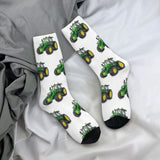 Tractor print Crew Unisex  Socks for farmer