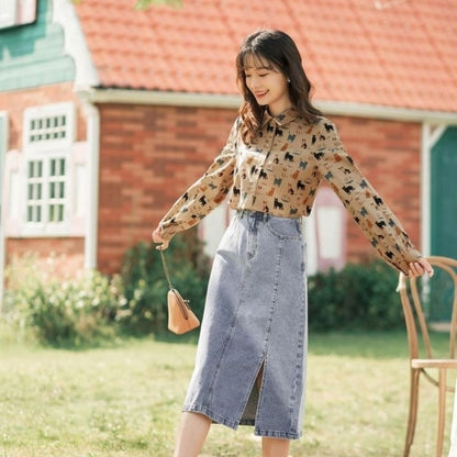 Cute cat Long Sleeve Tops  Blouses for Women - myfunfarm