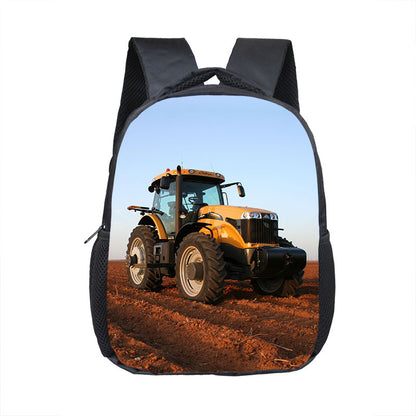 Farm Tractor Print Backpack Children School Bags