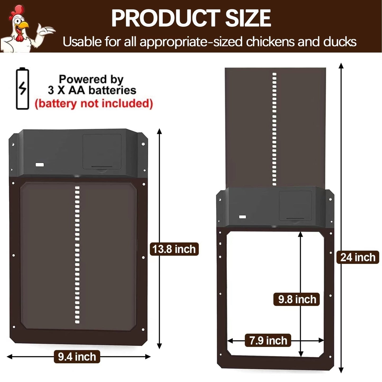 Automatic Chicken Coop Door Opener Battery Powered Light Sense Control Waterproof Pet Flap Accessories Upgrade ABS House Gate