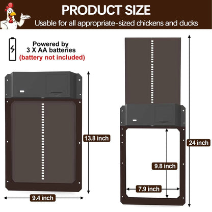 Automatic Chicken Coop Door Opener Battery Powered Light Sense Control Waterproof Pet Flap Accessories Upgrade ABS House Gate