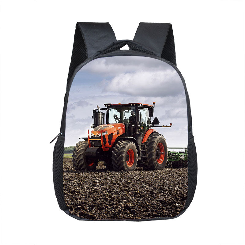 Farm Tractor Print Backpack Children School Bags