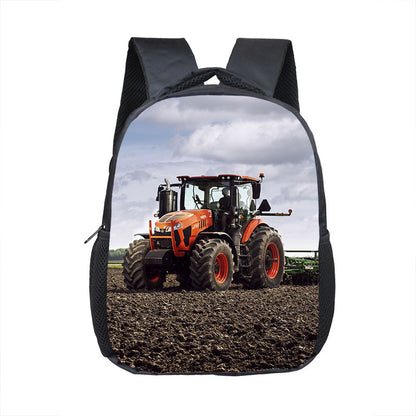 Farm Tractor Print Backpack Children School Bags