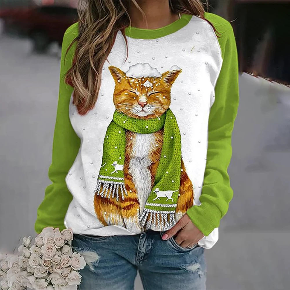 Cute Cat in Sweatshirts painting style - myfunfarm