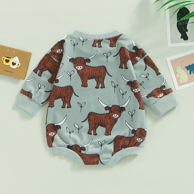 Baby Boys Girls Bodysuits Cattle Print